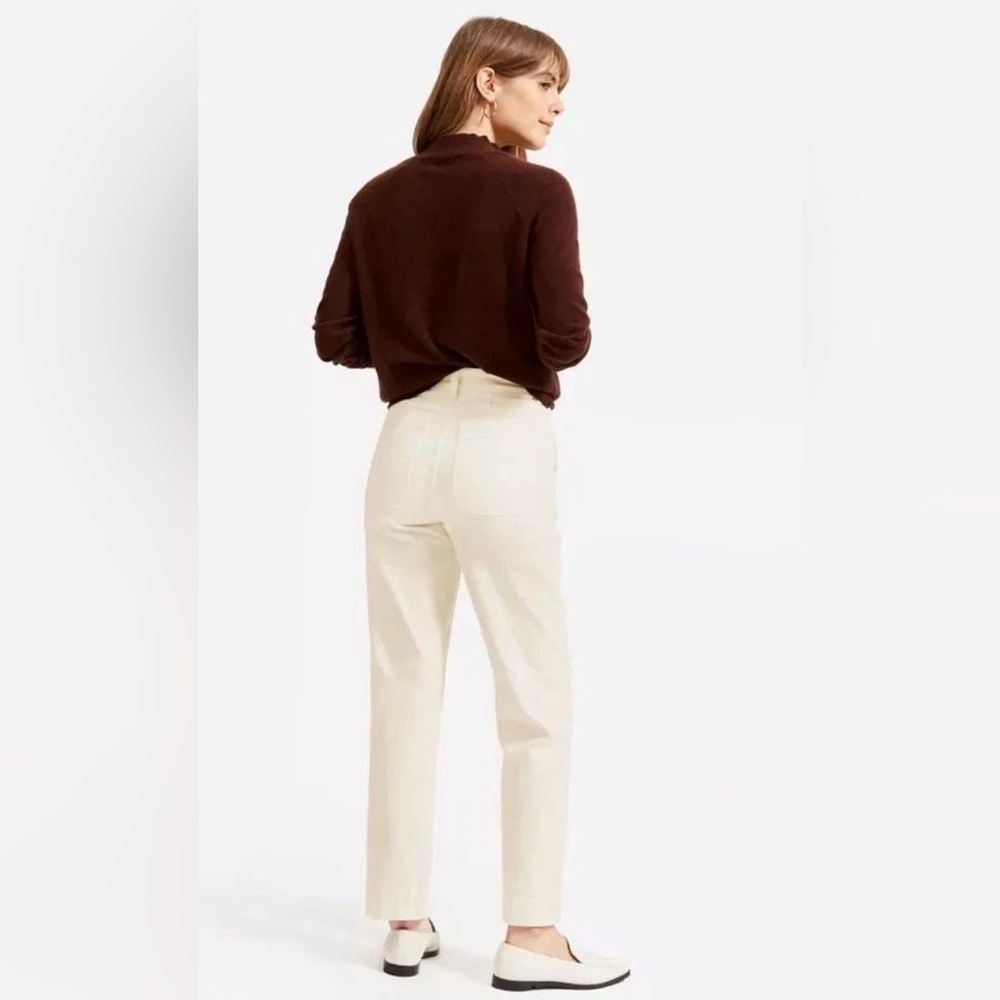 Everlane Cropped Straight Regular High Rise Wide Hem Cream Pockets Pants Size 6 - Picture 2 of 13